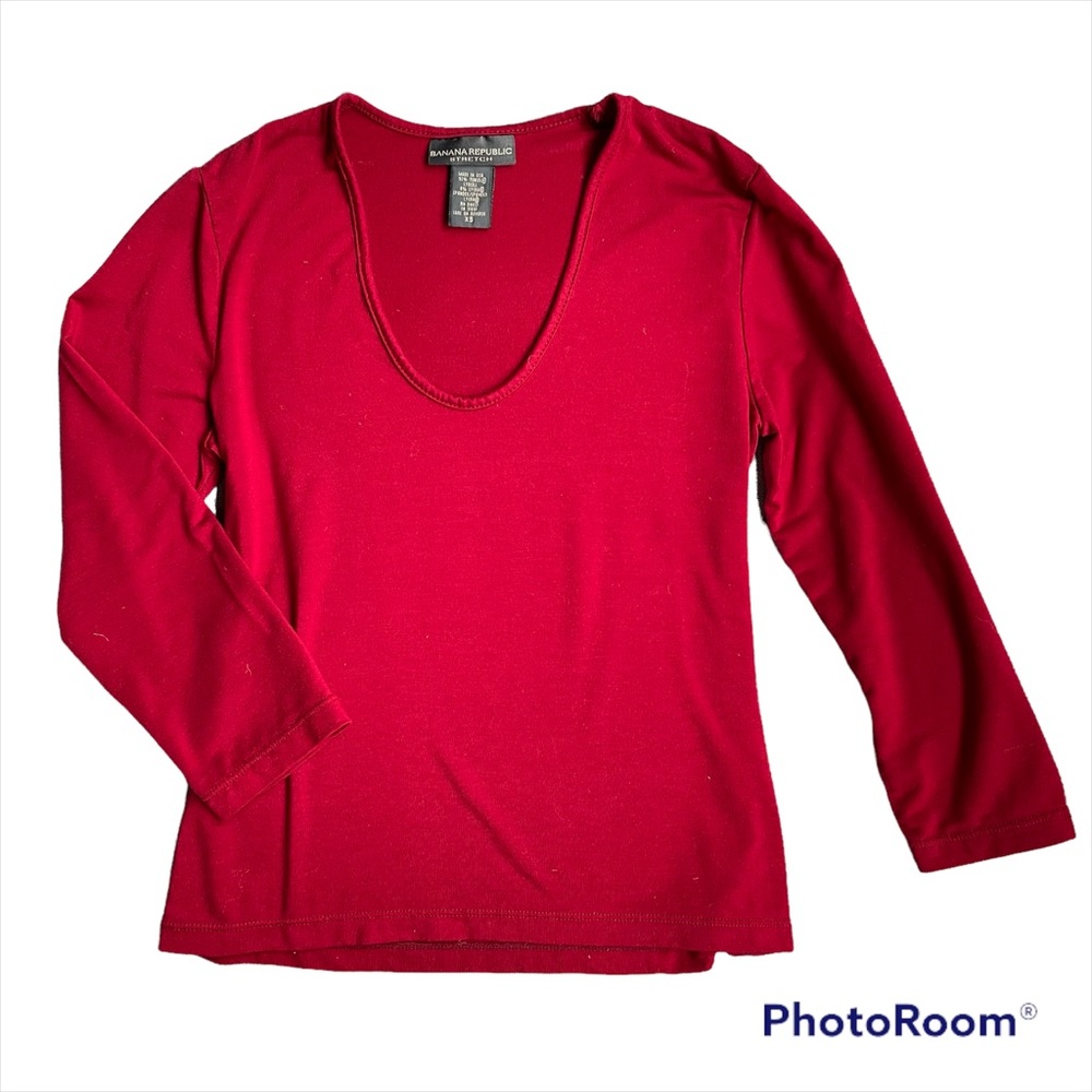 Banana Republic 3/4 Sleeve Deep Scoopneck Top - Picture 2 of 8